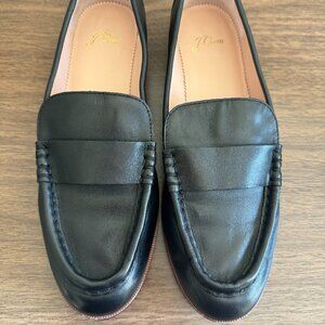 J Crew black classic leather penny loafers in box size 9